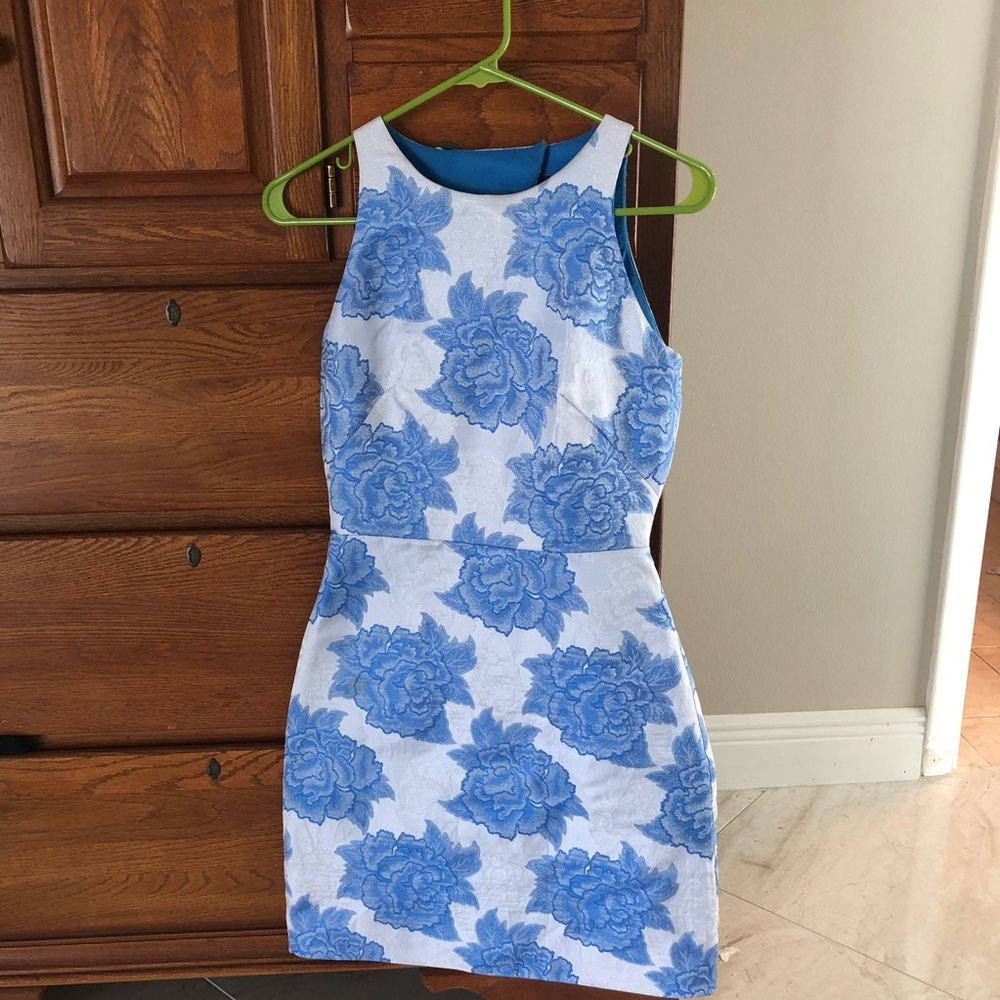 Hailey Adriana Papell Silver and Blue mini dress